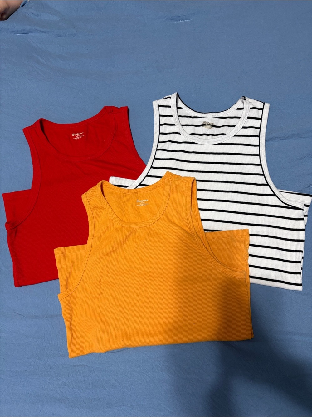 Womans Tank Top bundle - Red, orange & Black-White Stripe
